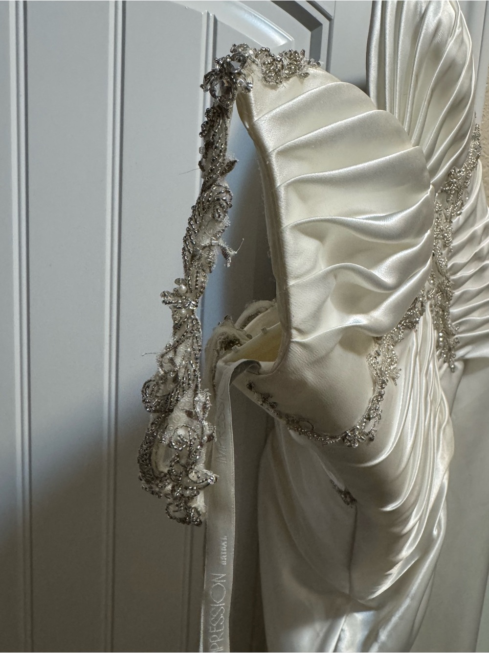 Impressions Bridal Ivory Wedding Dress with Beaded Accents - Picture 4 of 7